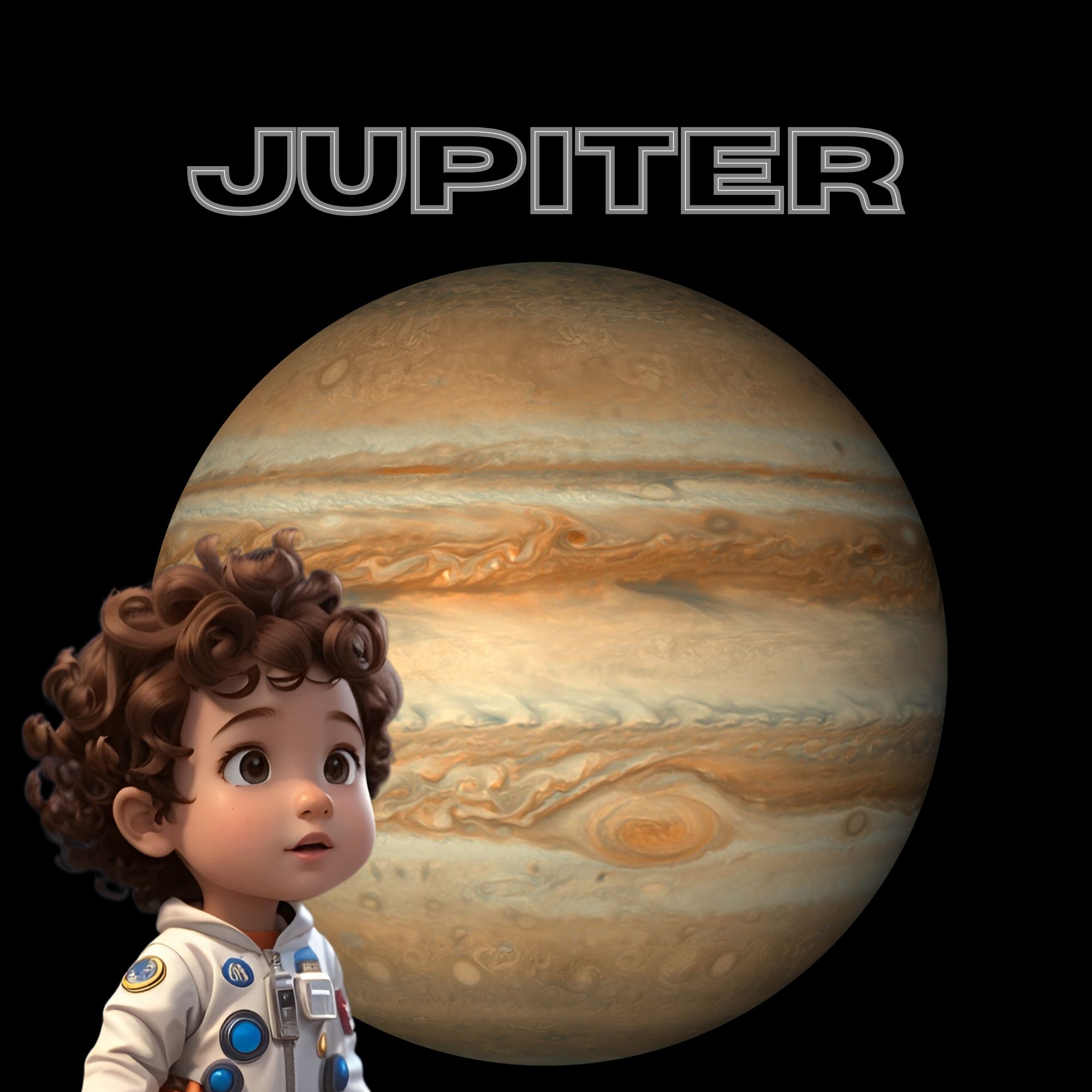 Maximilian beside the swirling bands of Jupiter